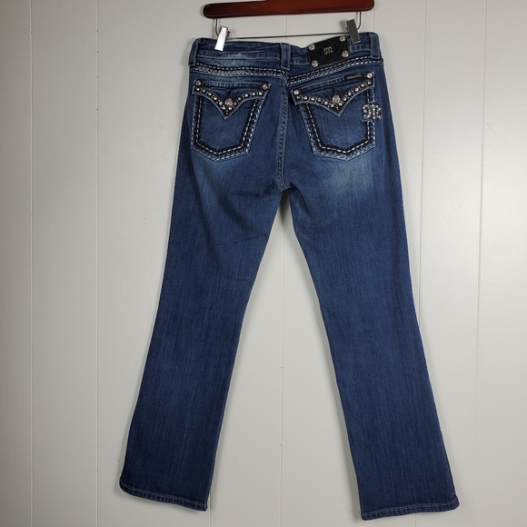 Miss Me easy boot cut JE5087E6R rhinestone embroidered bling jeans size 30 - Picture 15 of 16
